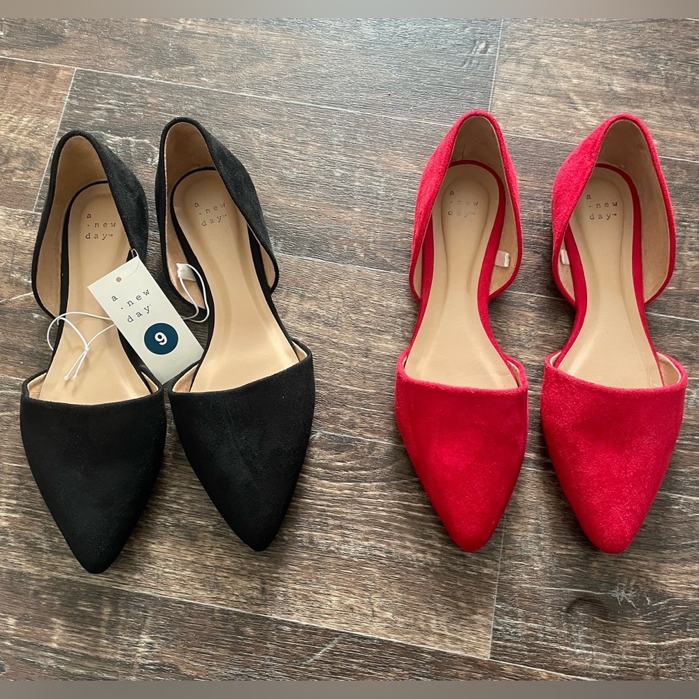 A New Day Women's Black and Red Flats